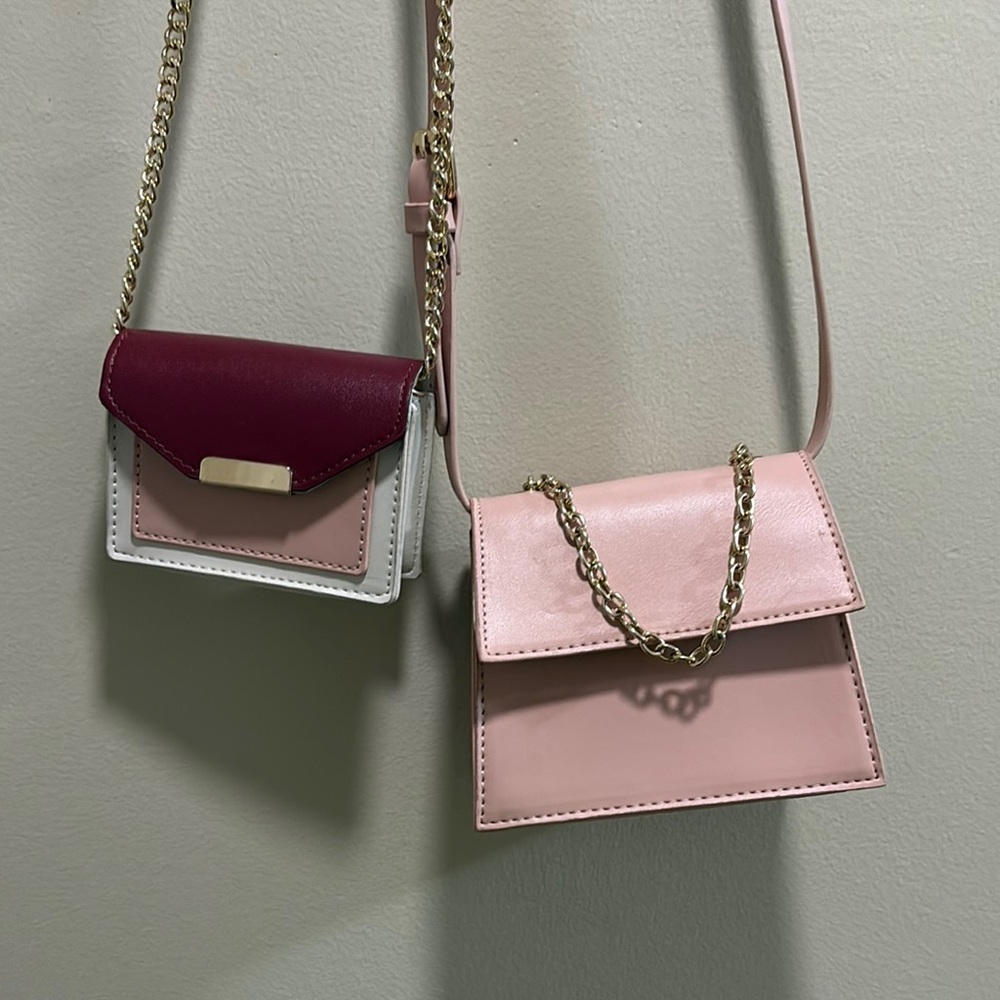 Forever 21 Pink and Red Mini Bags with Chain Strap